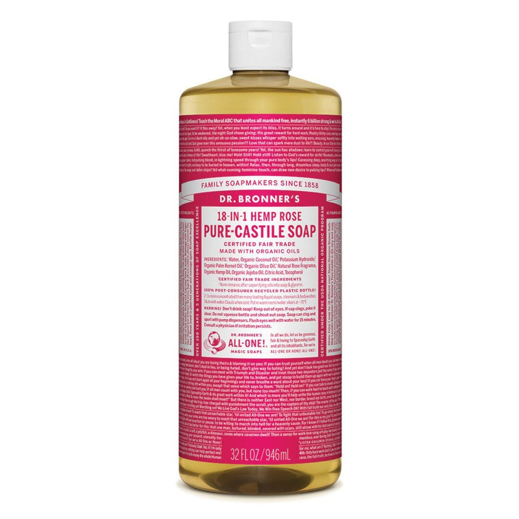 Dr.Bronner'S Pure-Castile Soap Liquid (Hemp 18-In-1) Rose 946ml