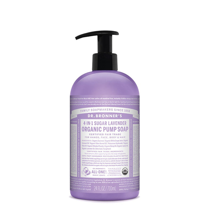 Dr.Bronner'S Organic Pump Soap (Sugar 4-In-1) Lavender 710ml