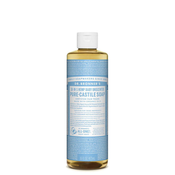 Dr.Bronner'S Pure-Castile Soap Liquid (Hemp 18-In-1) Baby Unscented 473ml