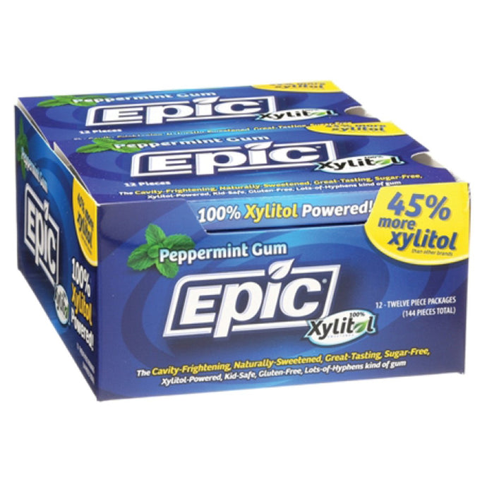 Epic xylitol Dental Gum Peppermint 12Pc Blister Packx12 Pack