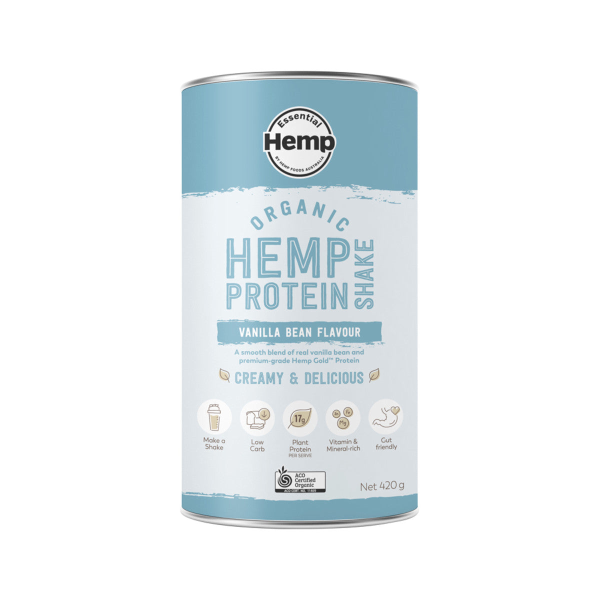 Essential Hemp Organic Hemp Protein Shake Vanilla Bean 420g