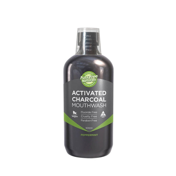 Essenzza Fuss Free Naturals Activated Charcoal Mouthwash Peppermint 500ml