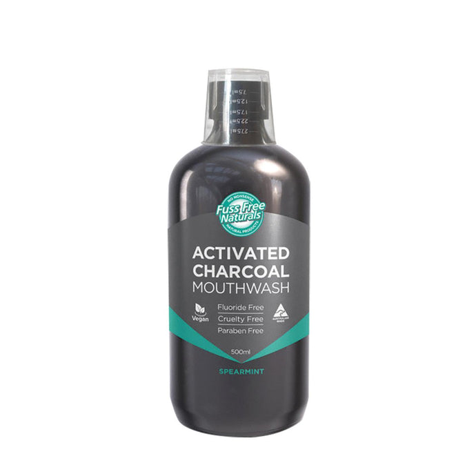 Essenzza Fuss Free Naturals Activated Charcoal Mouthwash Spearmint 500ml