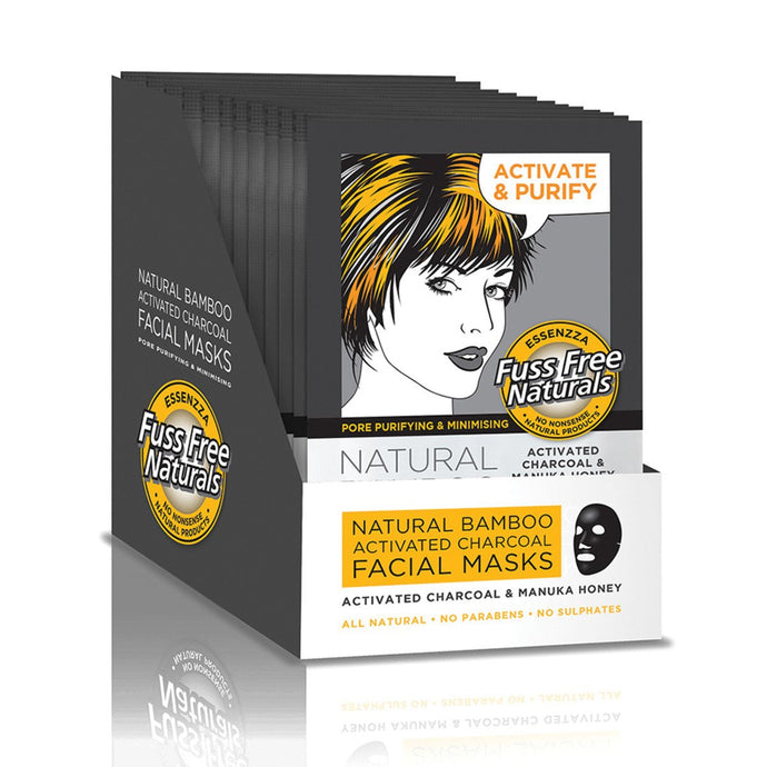 Essenzza Fuss Free Naturals Facial Mask Activated Charcoal And Manuka Honeyx1Pkx12 Display
