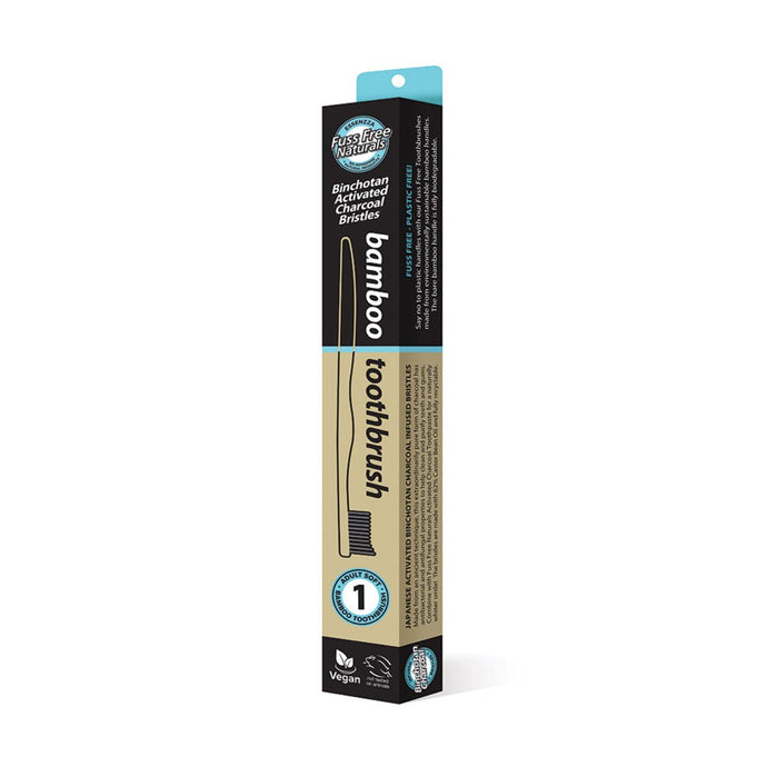 Essenzza Fuss Free Naturals Toothbrush Bamboo Activated Charcoal Soft