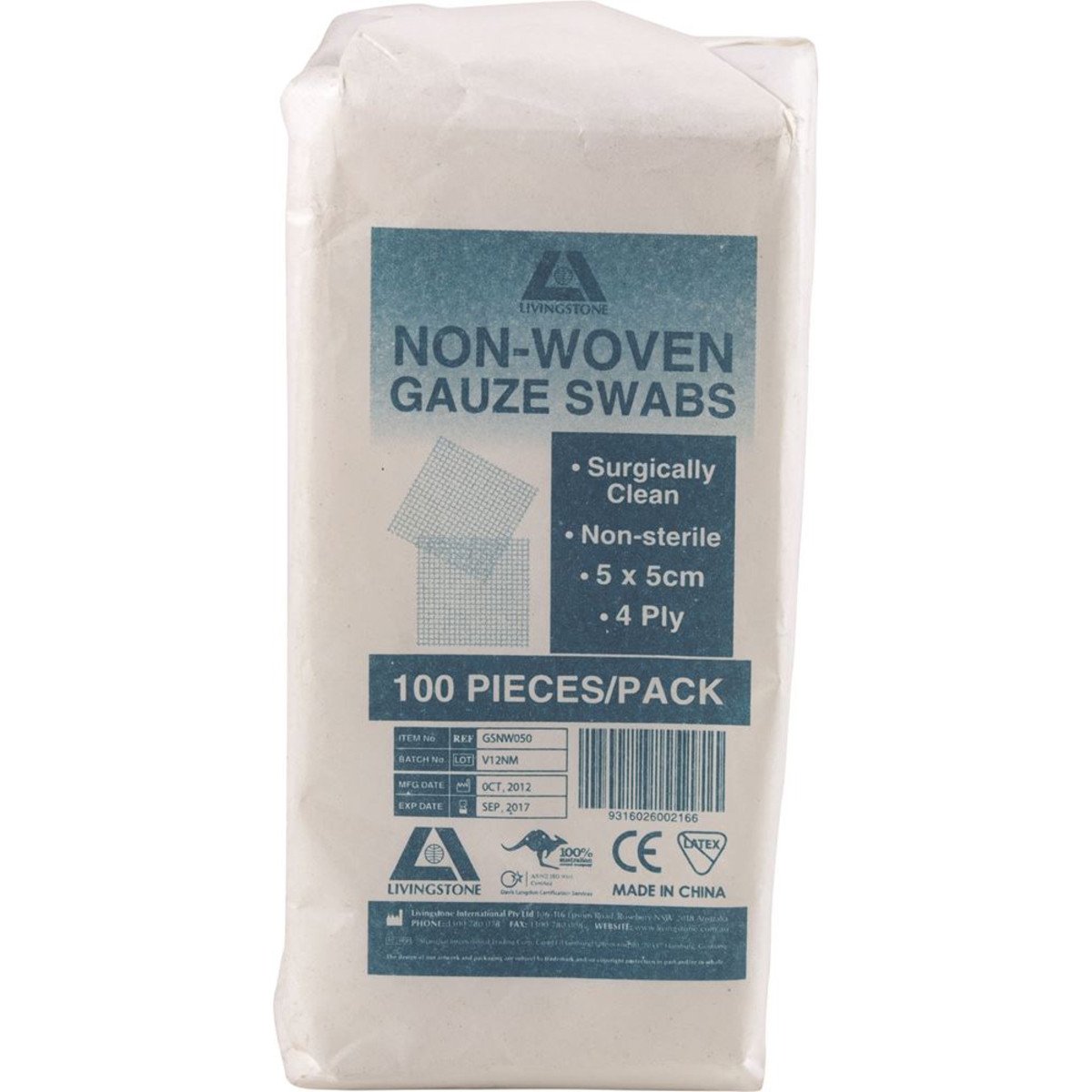 Gauze Swabs Non Sterile 4Ply x 100 Pack