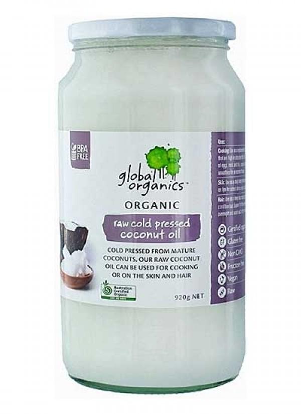 Global Organics Coconut Oil Raw Cold Pressed O 920g