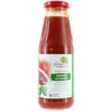 Global Organics Tomato Passata Basil Organic 680g