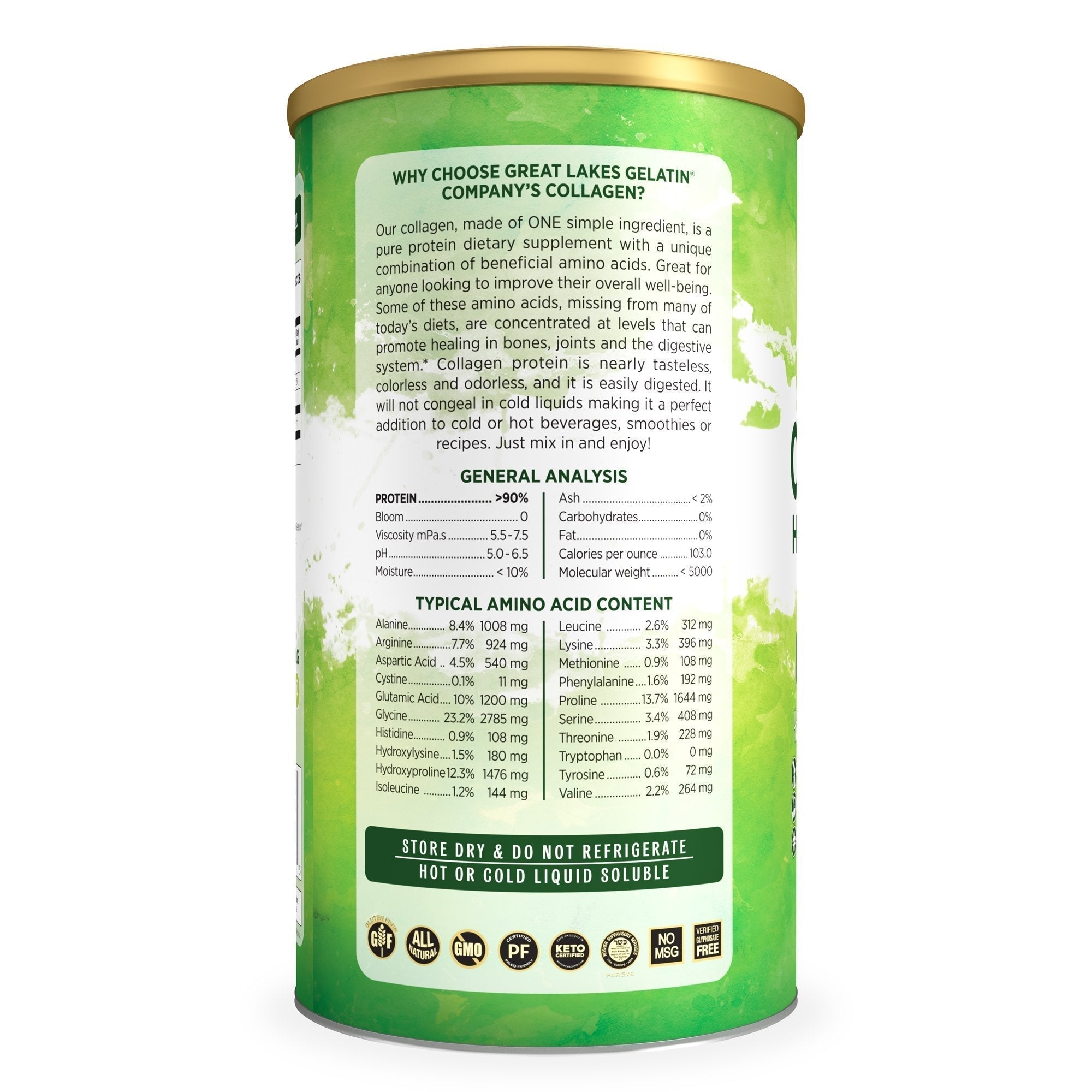 Great Lakes Gelatin Co. Collagen Hydrolysate Beef 16 oz 454 grams