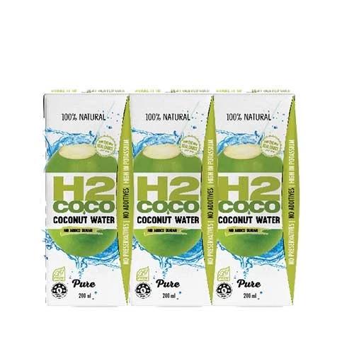 H2COCO Coconut Water Pure 3 x 200ml