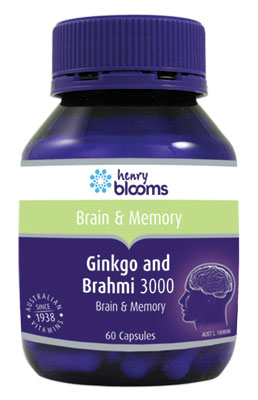 Henry Blooms Ginkgo and Brahmi 3000, 60 vegetarian capsules