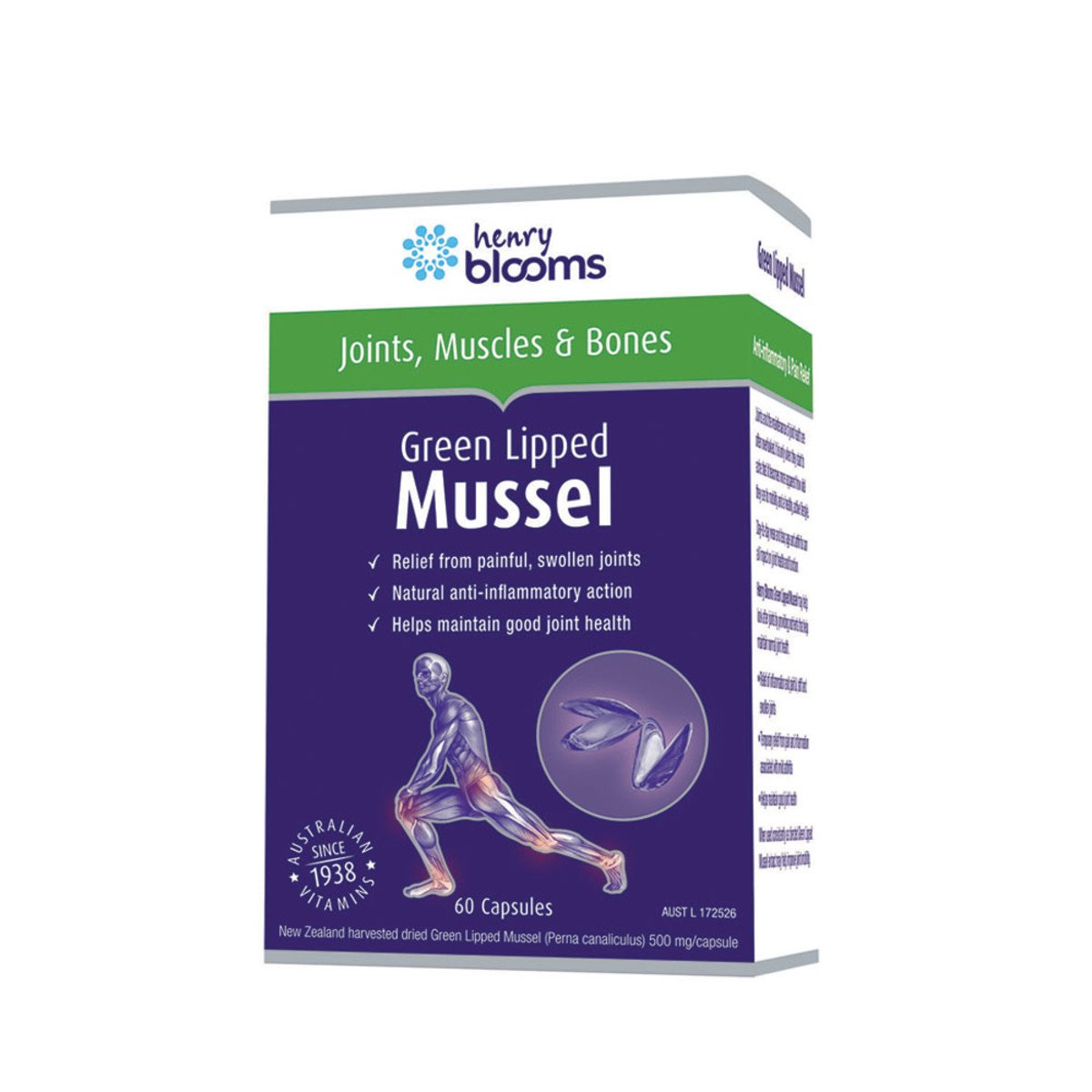 Henry Blooms Green Lipped Mussel 500Mg 60 Capsules