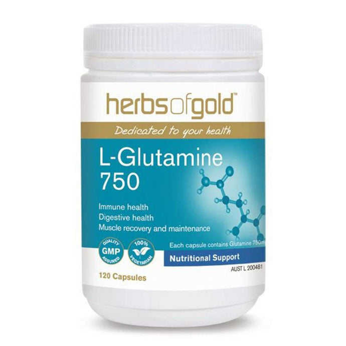 Herbs Of Gold L-Glutamine 750, 120 Veggie Capsules