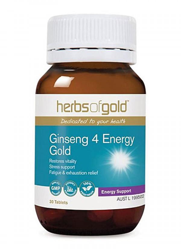 Herbs of Gold Ginseng 4 Energy Gold 30 Tablets