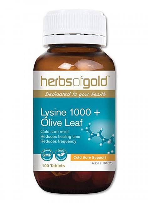 Herbs of Gold Lysine 1000 + Olive Leaf 100 Tablets