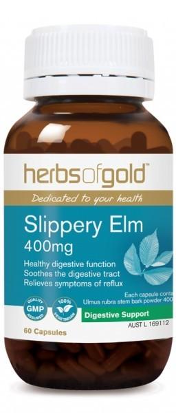 Herbs of Gold Slippery Elm 400mg 60 Veggie Capsules