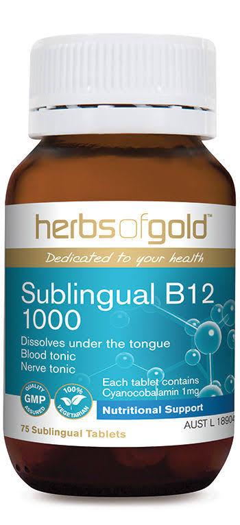 Herbs of Gold Sublingual B12 1000, 75 Tablets