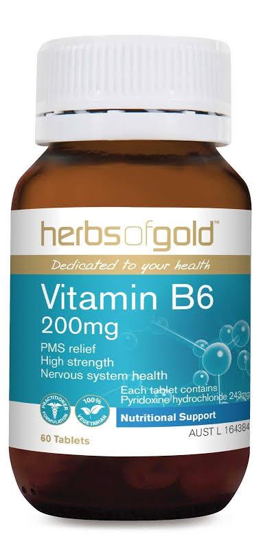 Herbs of Gold Vitamin B6 200mg 60 Tablets