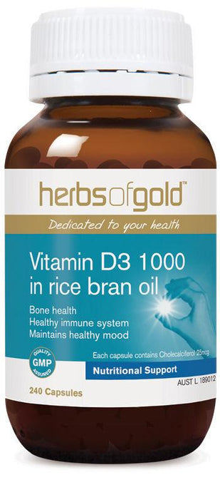 Herbs of Gold Vitamin D3 1000IU 240 Capsules