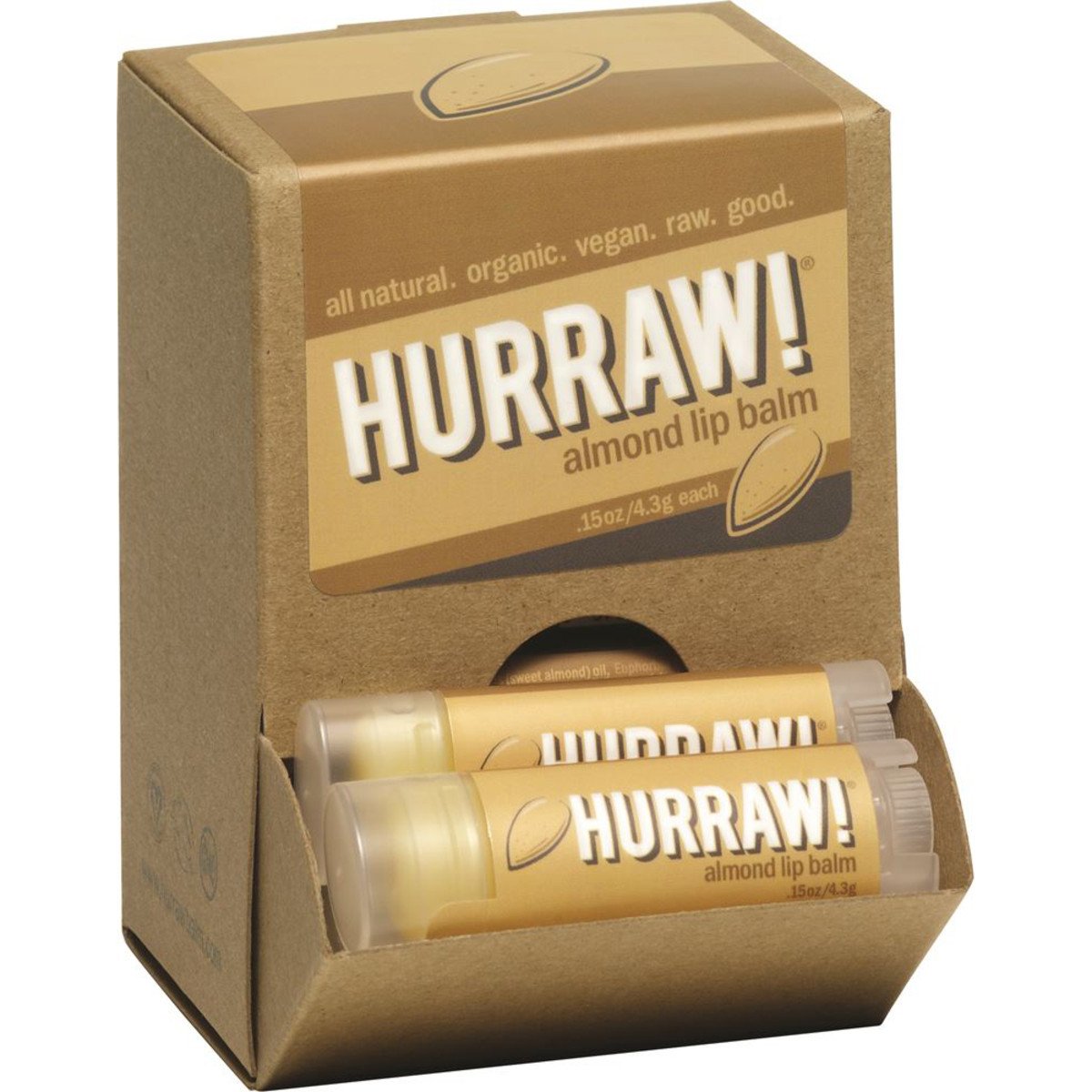 Hurraw! Lip Balm Almond 4.3g x 24 Counter Unit