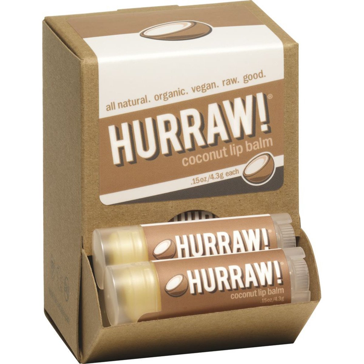 Hurraw! Lip Balm Coconut 4.3g x 24 Counter Unit