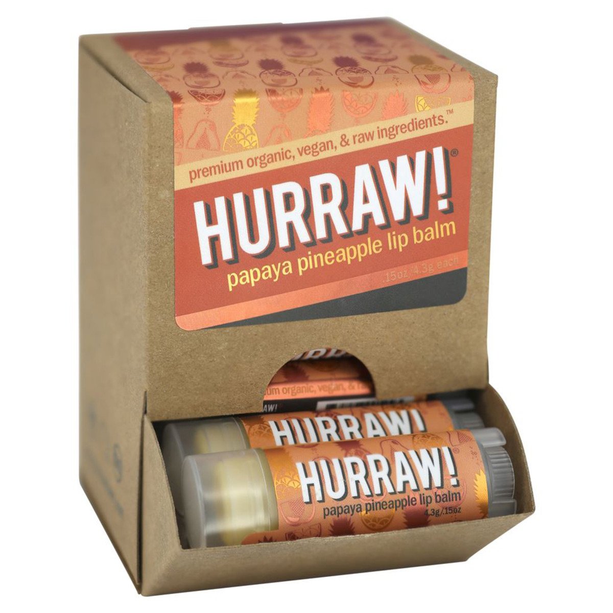 Hurraw! Lip Balm Papaya Pineapple 4.3g x 24 Counter Unit