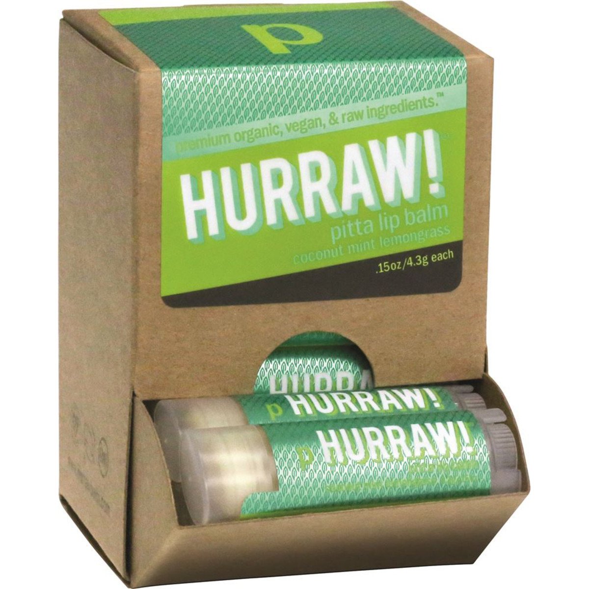 Hurraw! Lip Balm Pitta (Coconut Mint & Lemongrass) 4.3g x 24 Counter Unit