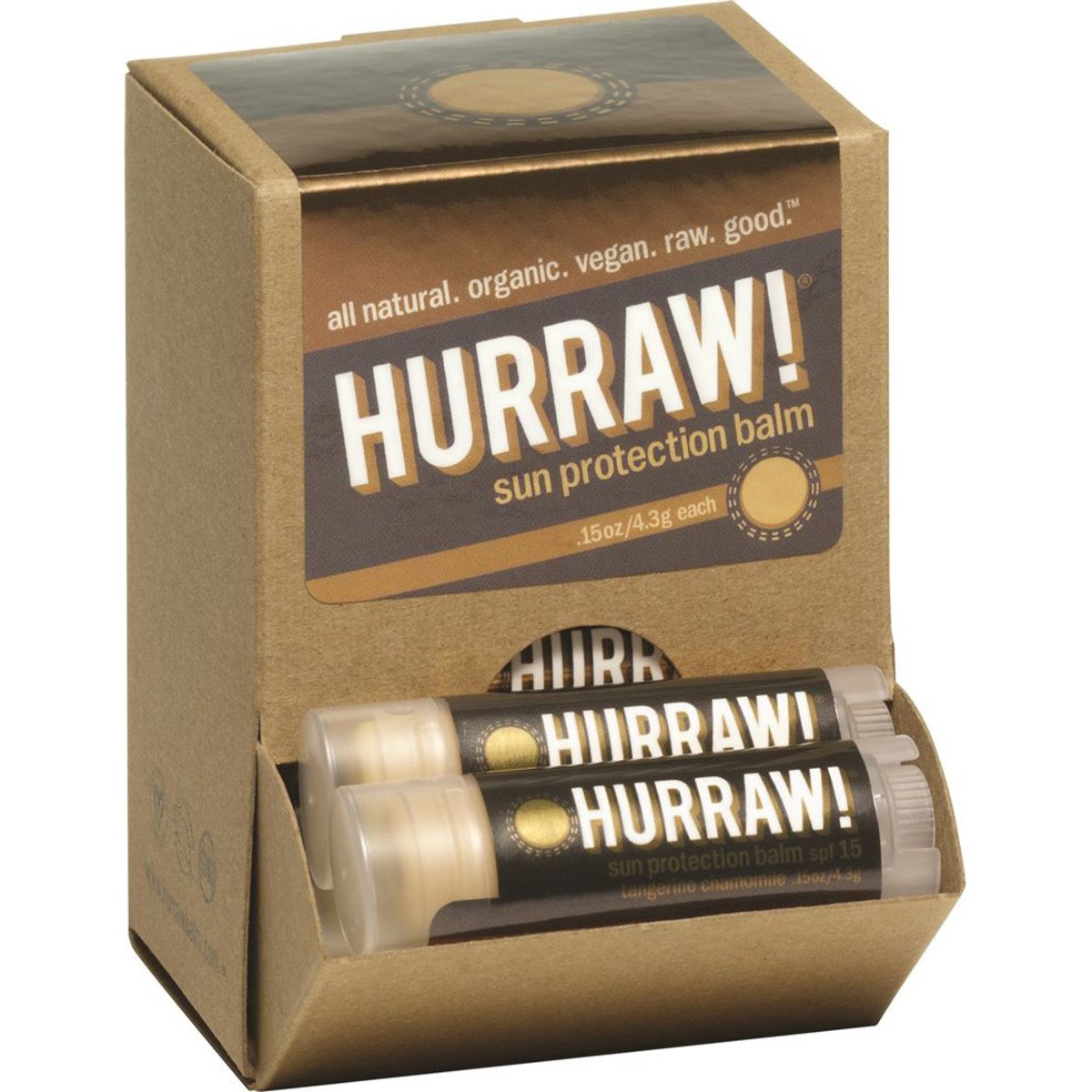 Hurraw! Lip Balm Spf15 Tangerine Chamomile 4.3g x 24 Counter Unit