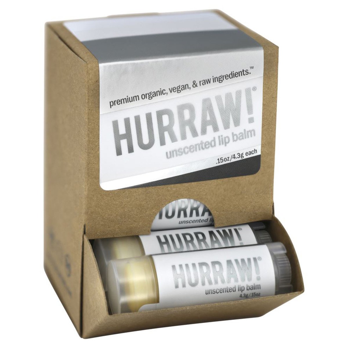Hurraw! Lip Balm Unscented 4.3g x 24 Counter Unit