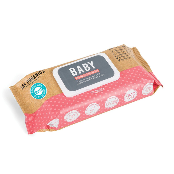 Jak Organics Baby Cleansing Oil Wipes x 65 Pack