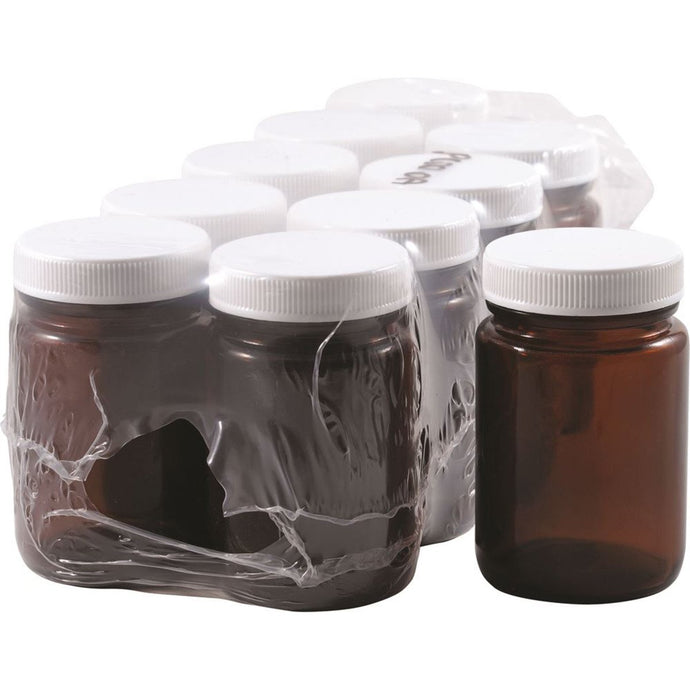 Jar Glass Amber 100g With Lid 10 Pack