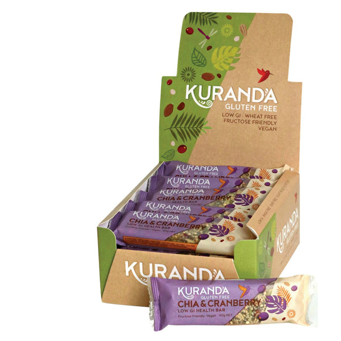 Kuranda Gluten Free Chia Bars Chia & Cranberry 40g x 16 Display