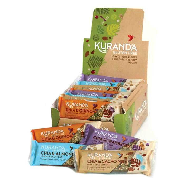 Kuranda Gluten Free Chia Bars Mixed 40g x 16 Display (Contains 4 Of Each Flavour)