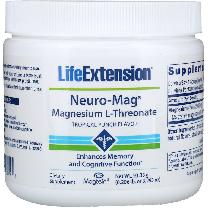 Life Extension Neuro-Mag Magnesium L-Threonate Tropical Punch Flavor 3.293 oz (93.35g)