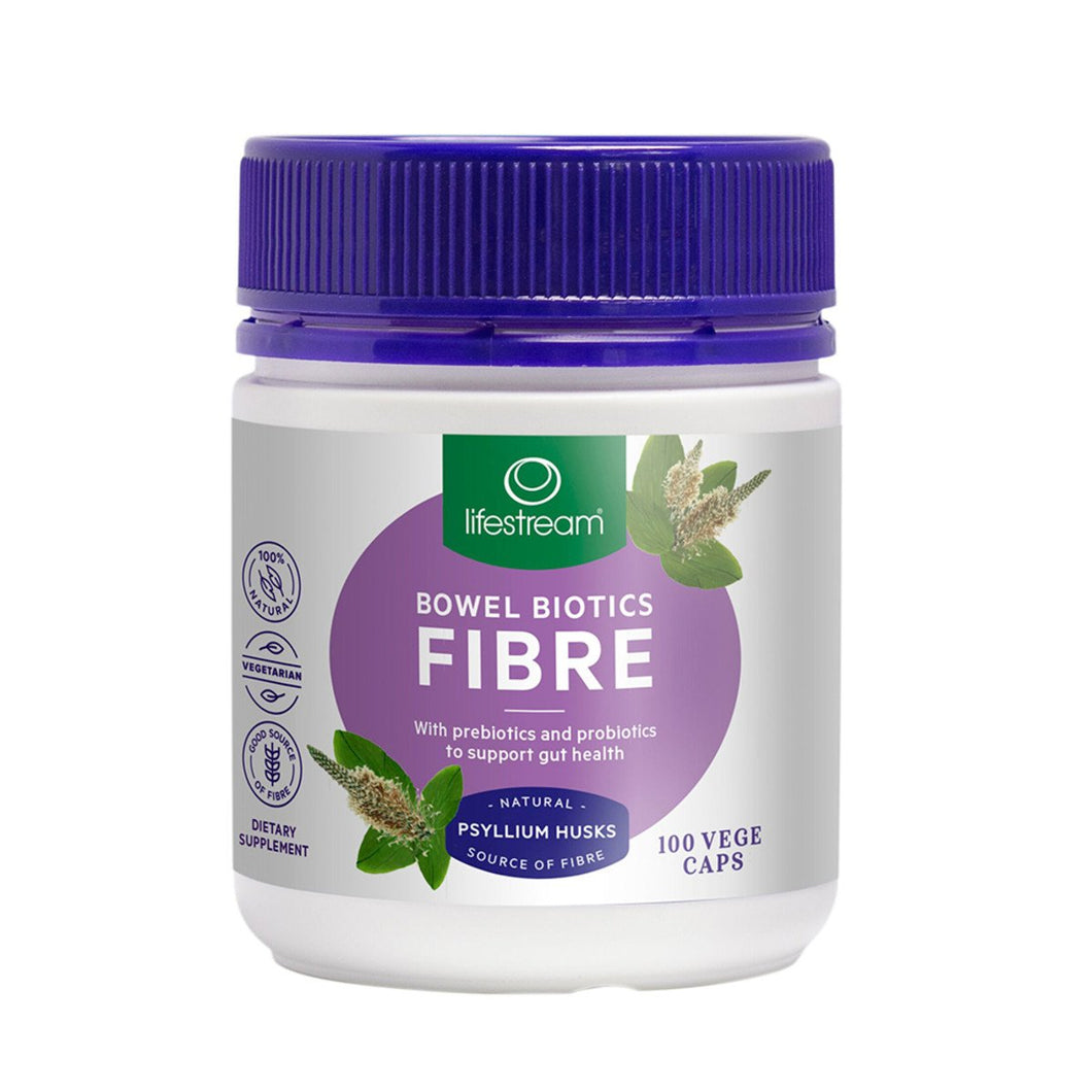 LifeStream Bowel Biotics Fibre With Prebiotics & Probiotics 100 Veggie Capsules