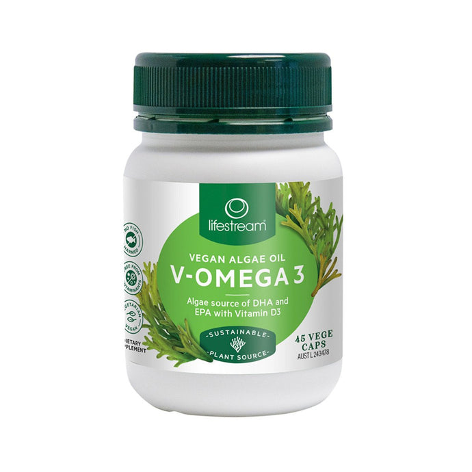 LifeStream V Omega 3 (100% Plant Dha Epa & Vit D3) 45 Veggie Capsules