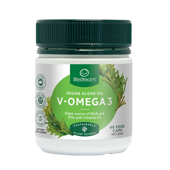 LifeStream V Omega 3 (100% Plant Dha Epa & Vit D3) 90 Veggie Capsules