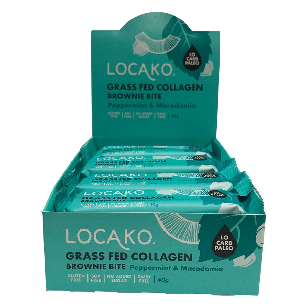 Locako, Grass Fed Collagen Brown Bite Peppermint Macadamia 38g x 14 Pack