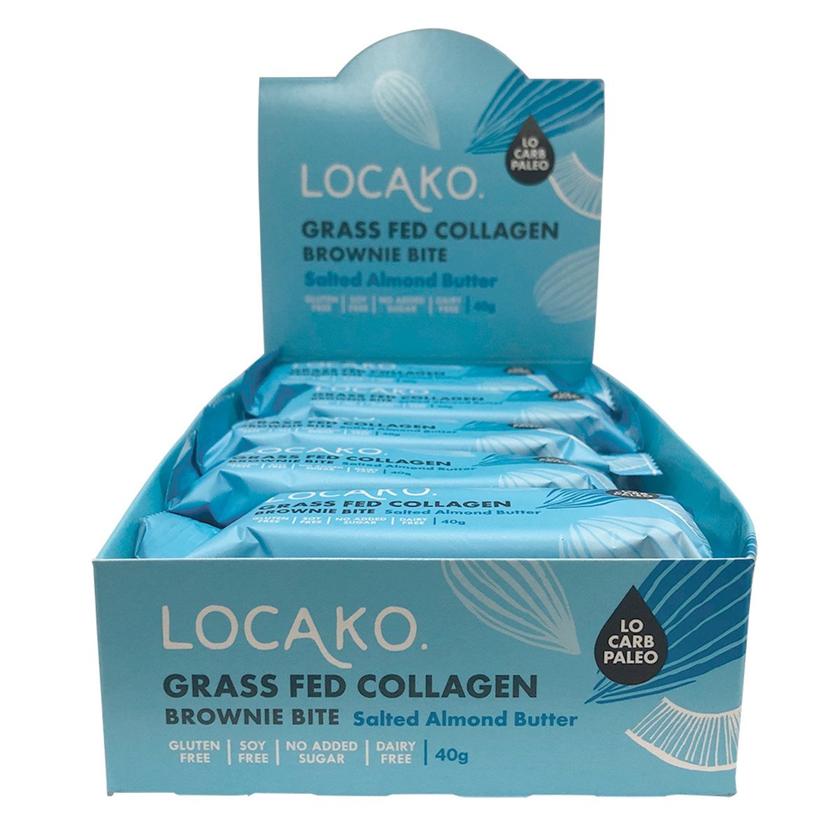Locako Grass Fed Collagen Brownie Bite Salted Almond Butter 38g x 14 Pack