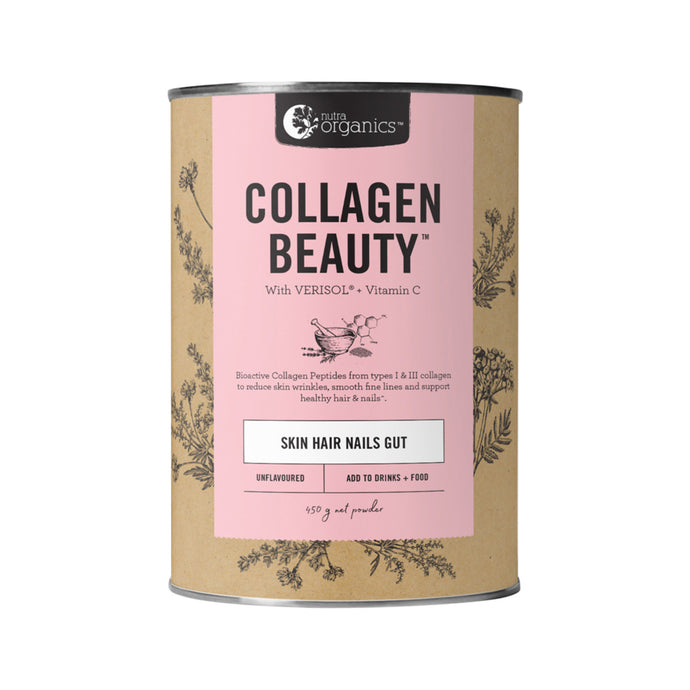 Nutra Organics Collagen Beauty W Verisol + Vitamin C (Skin Hair Nails) Unflavoured 450g