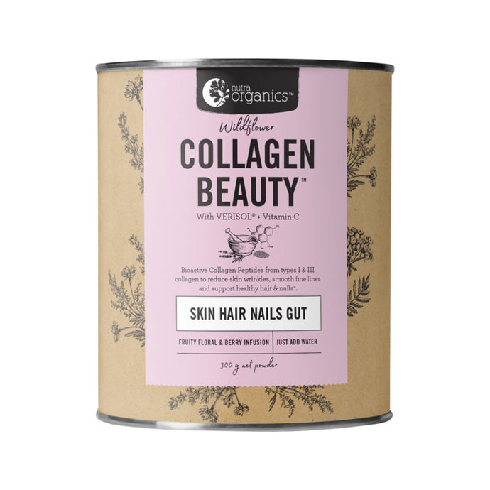 Nutra Organics Collagen Beauty W Verisol + Vitamin C (Skin Hair Nails Gut) Wildflower 300g