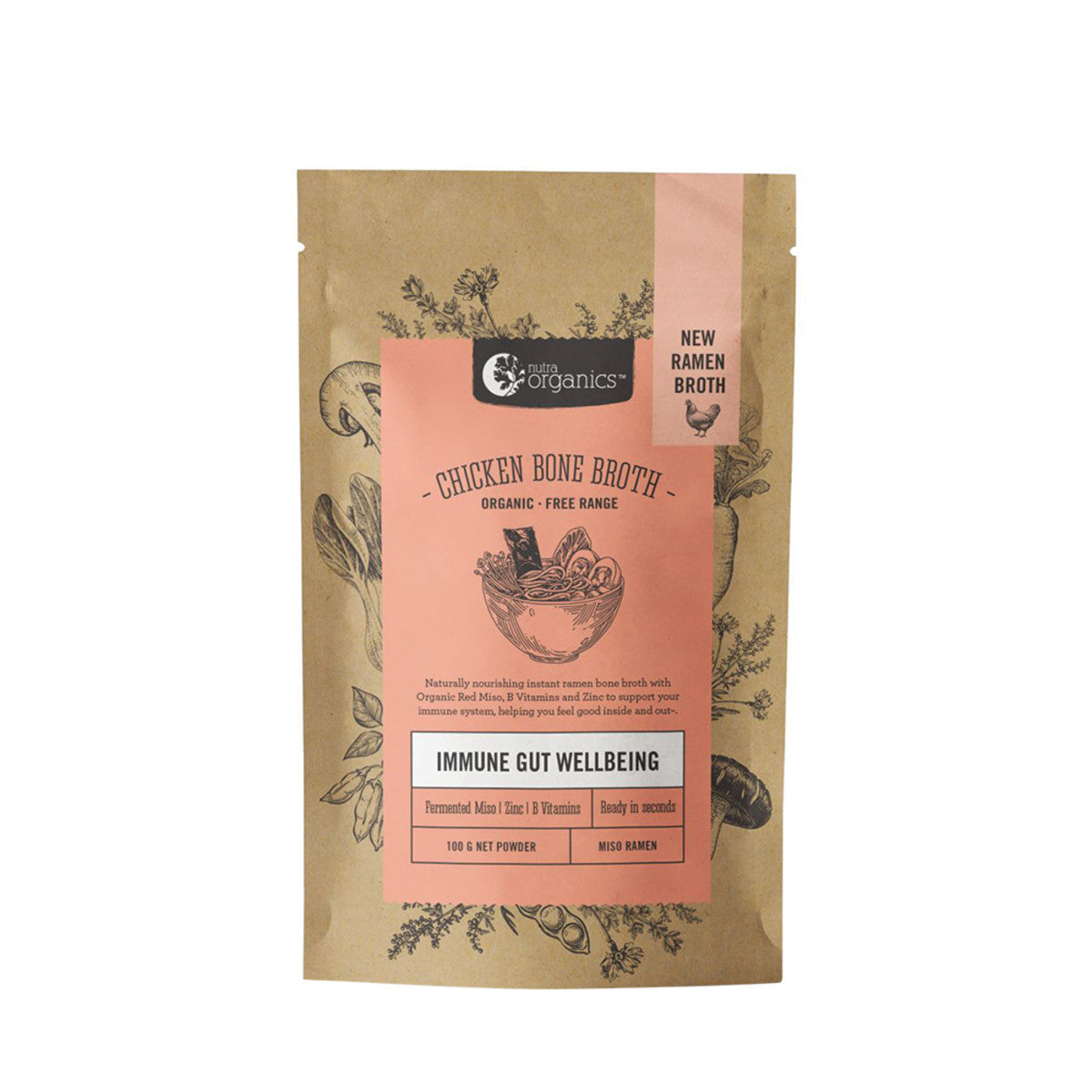 Nutra Organics Bone Broth Chicken Miso Ramen 100g