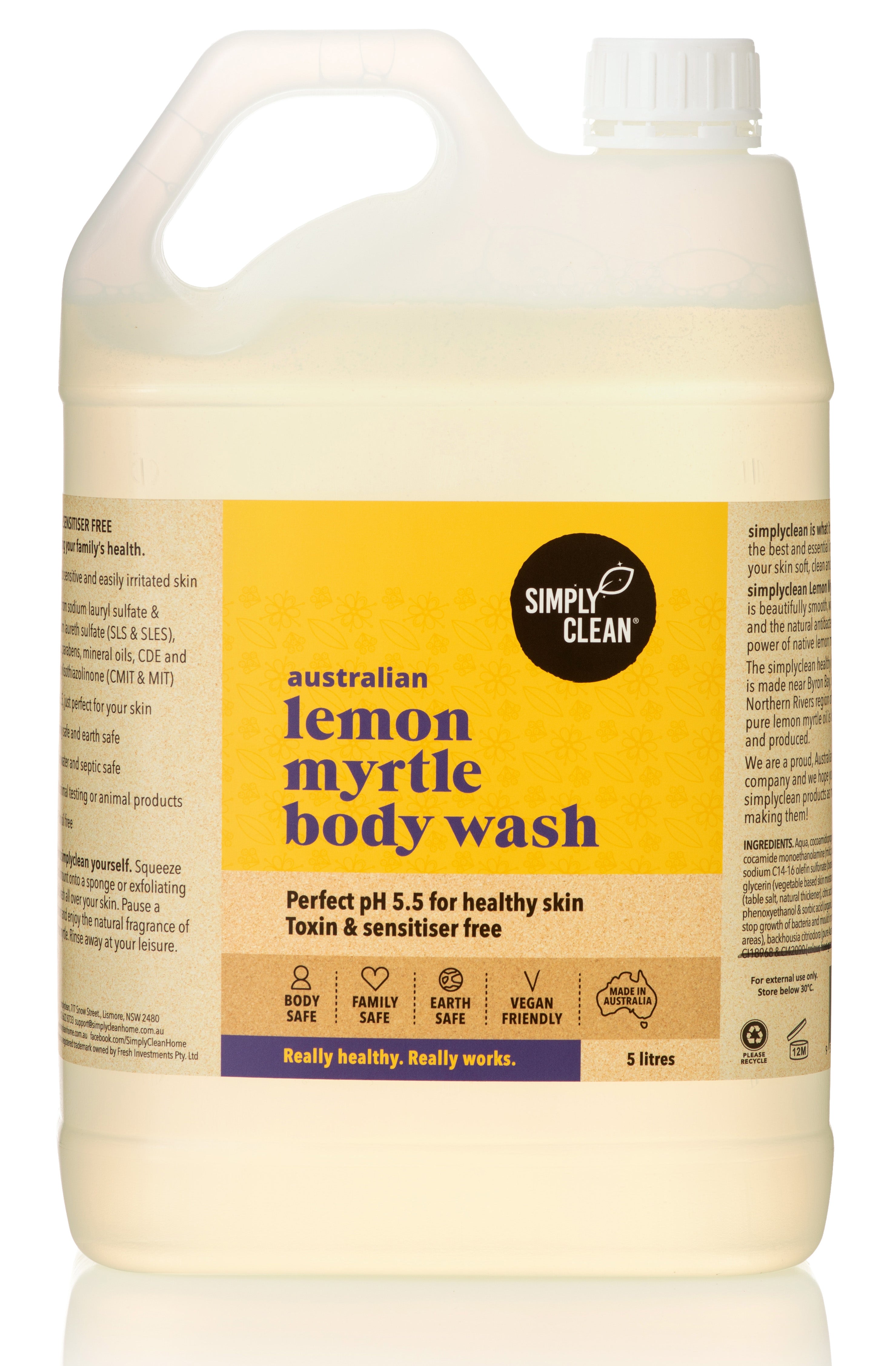 Simply Clean Lemon Myrtle Body Wash 5L