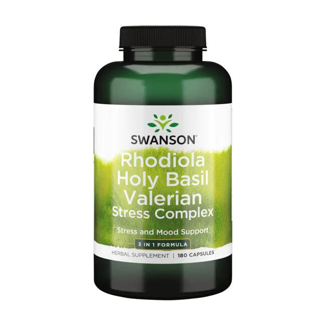 Swanson Rhodiola Holy Basil Valerian Stress Complex - 3-in-1 Formula 180 caps