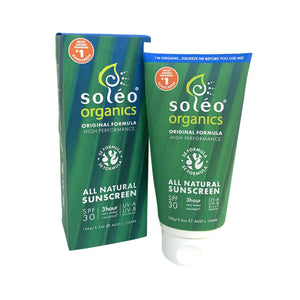 Soleo Organics All Natural Sunscreen SPF30 Original Formula (High Performance) Water Resistant 150g