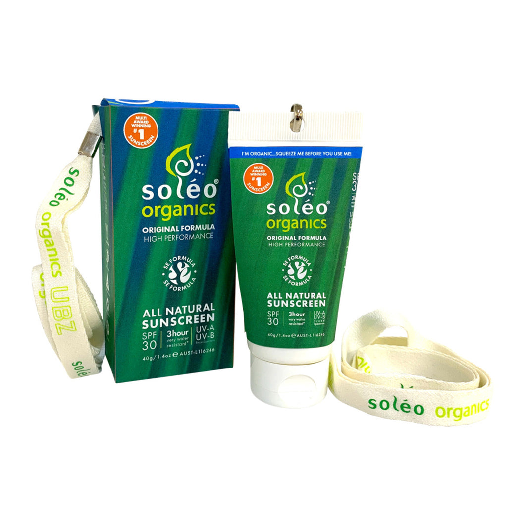 Soleo Organics All Natural Sunscreen SPF30 Original Formula (High Performance) Water Resistant 40g