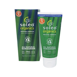 Soleo Organics All Natural Sunscreen SPF30 Original Formula (High Performance) Water Resistant 80g
