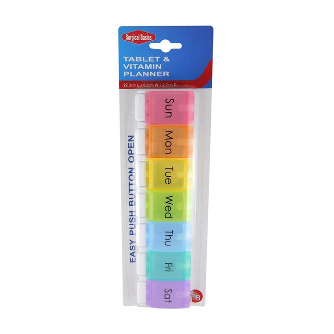 Surgical Basics Pill Box Weekly Pill Planner 1 Section Per Day Large (22.3 Capsulesm x 5.8Cm x 2.7 Capsulesm)