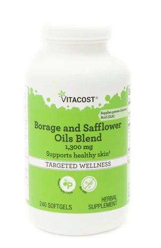 Vitacost Borage and Safflower Oils Blend with GLA 1300 mg 240 Softgels