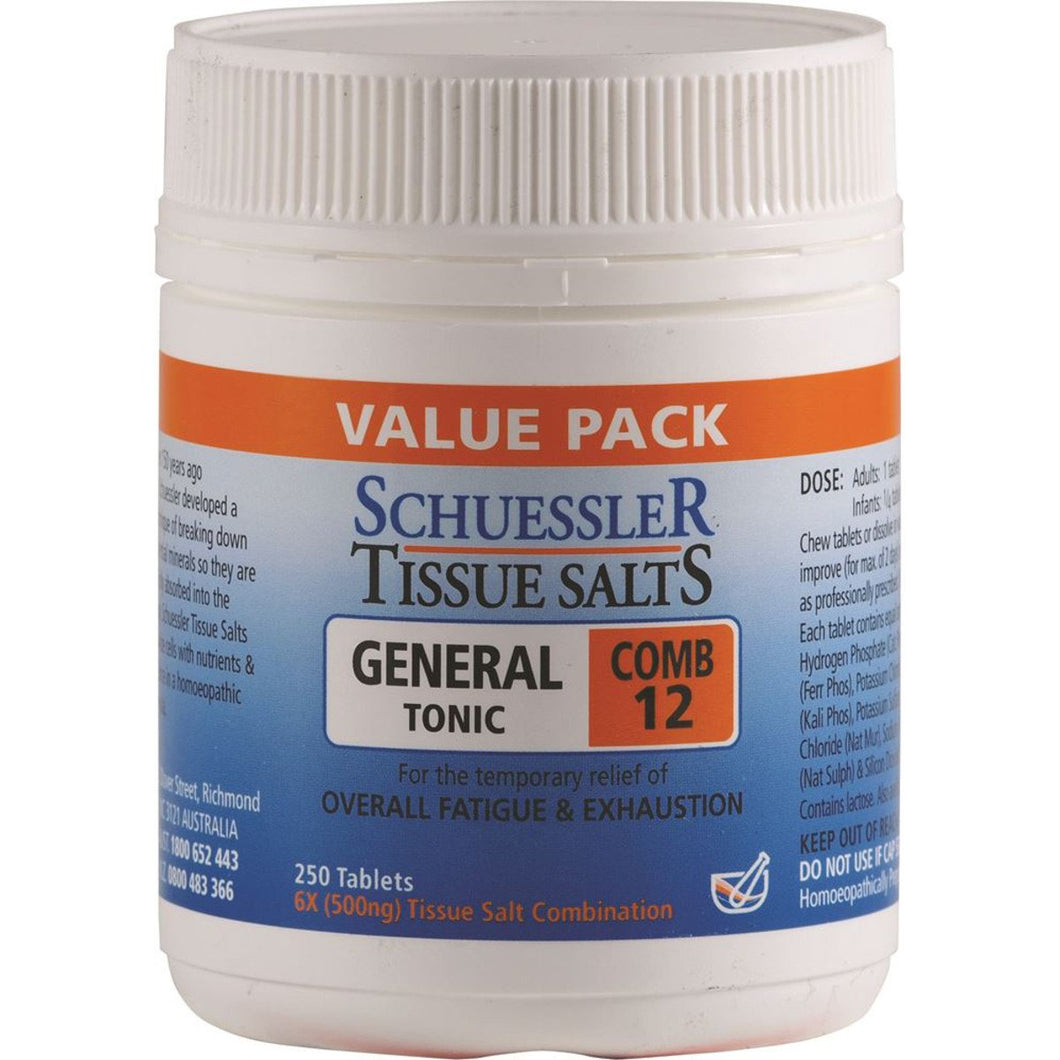 Martin & Pleasance Schuessler Tissue Salts Comb 12 General Tonic 250 Tablets